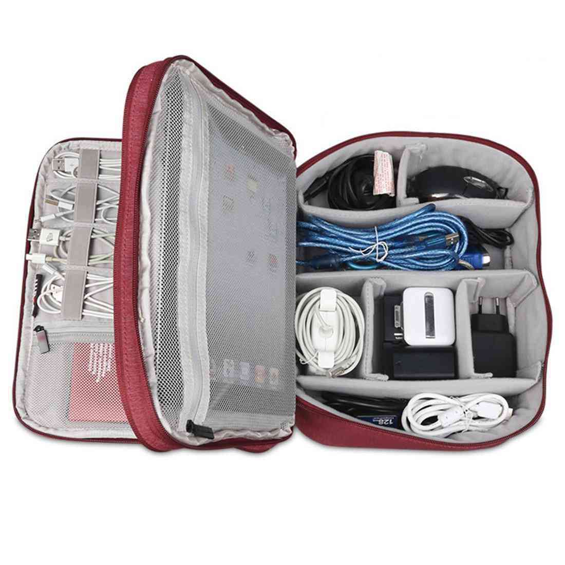 DPS-S Double Layer Carry Case Electronics Accessories Cable Organizer Data Cable Storage Bag