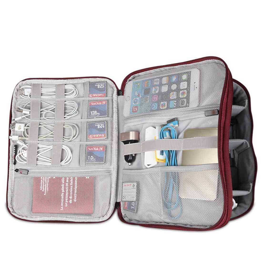 DPS-S Double Layer Carry Case Electronics Accessories Cable Organizer Data Cable Storage Bag