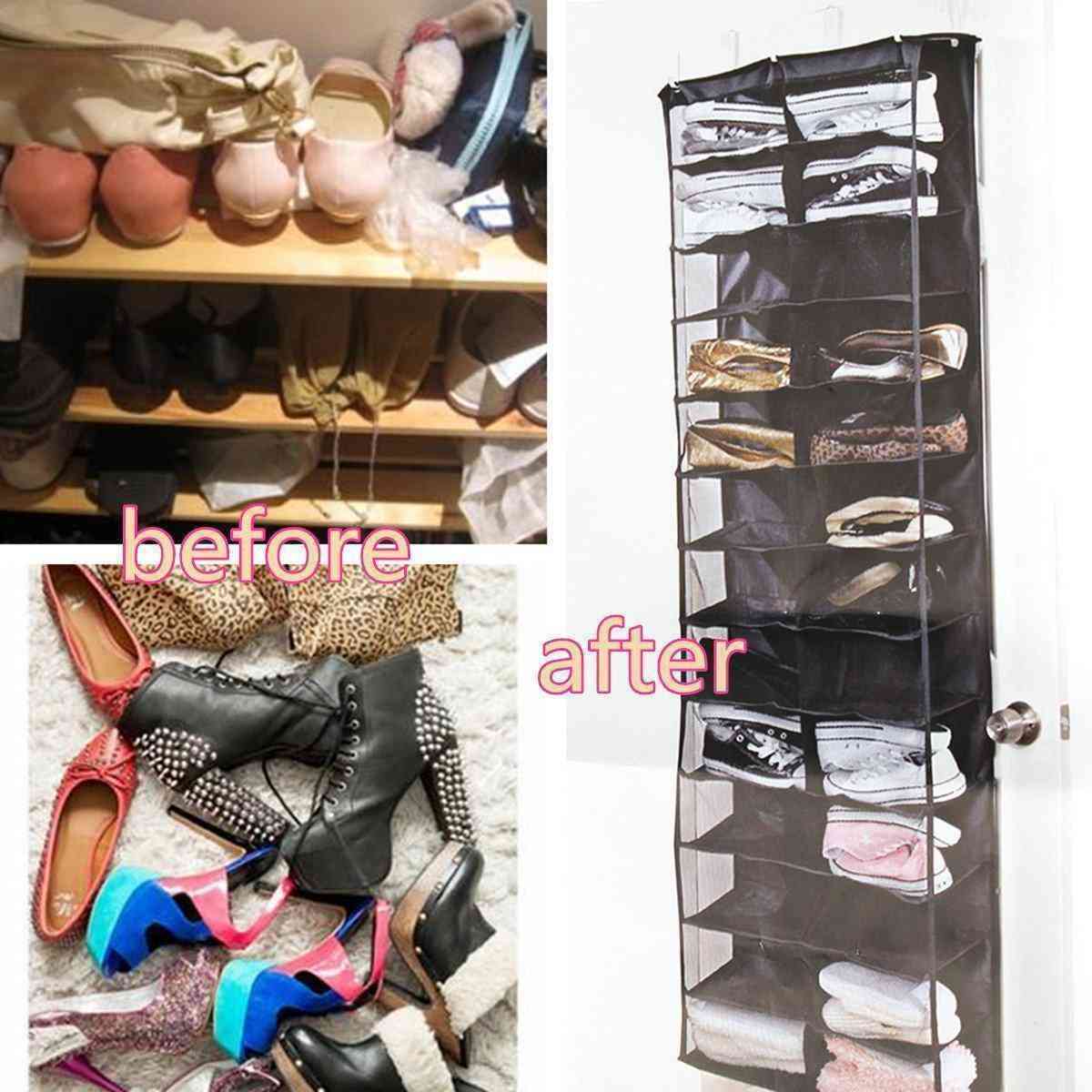 26 Interlayers Door Hanging Shelf Display Stand Holder Shoe Storage Organizer Bag